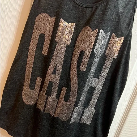 Cash Dark Grey Tank Top with Silver Sequins Detail - Picture 2 of 4